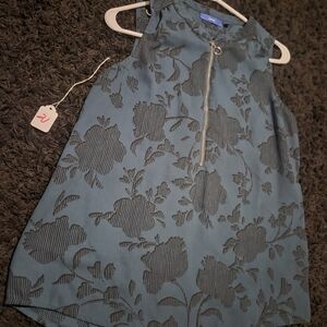 Blue Floral Zip-Front Girls' Dress